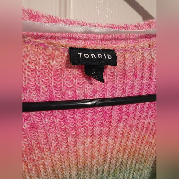 Torrid Rainbow Knit Open Front Cardigan Sweater Size 2 - Picture 5 of 7